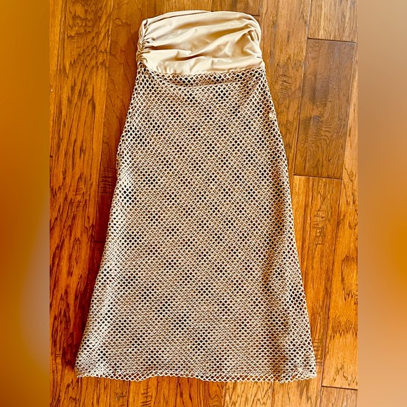 Tan Fishnet Long Beach Coverup small/medium - Picture 2 of 5